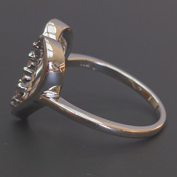 10k White Gold Open Heart Diamond Ring, Size 6.75 - Picture 8 of 16